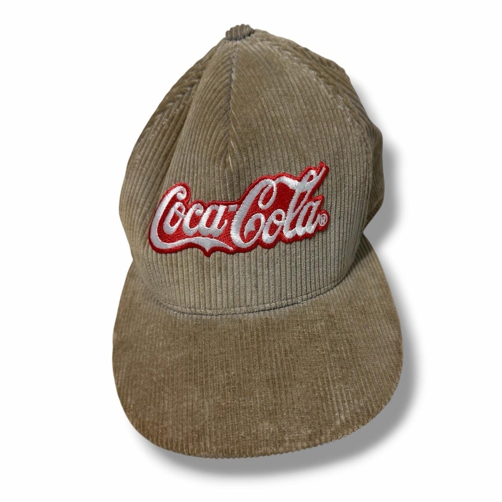 Coca Cola Tan Corduroy Vintage Snapback Hat Baseball Cap A